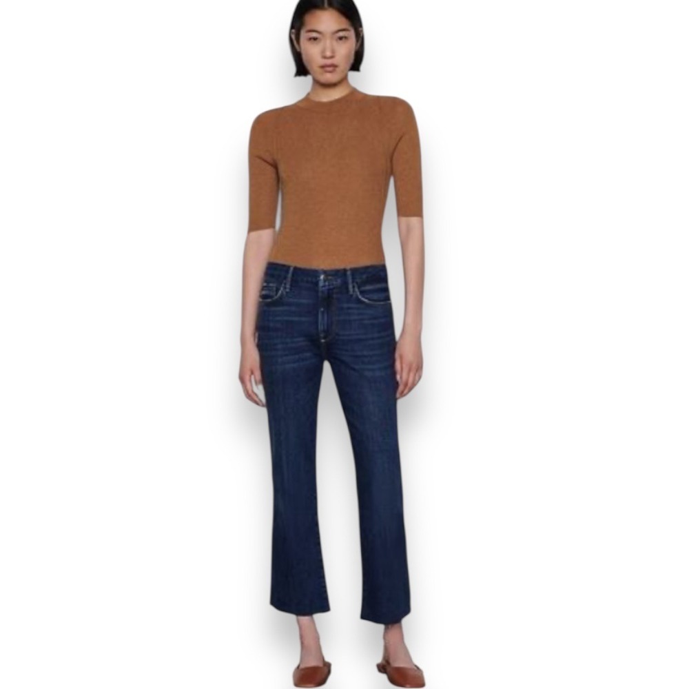 FRAME Le Crop Mini Bootcut Jeans In Rowland With Raw Hem Size 26 | EUC